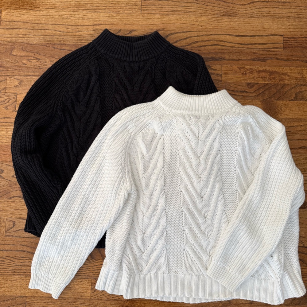 J. Crew Set of 2 Cotton Mock Neck Boxy Sweaters